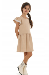 dievčenské letné šaty s volánom béžové