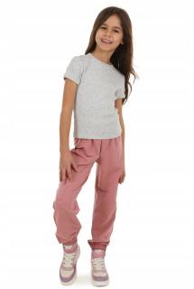 dievčenské široké nohavice s vreckami ružové